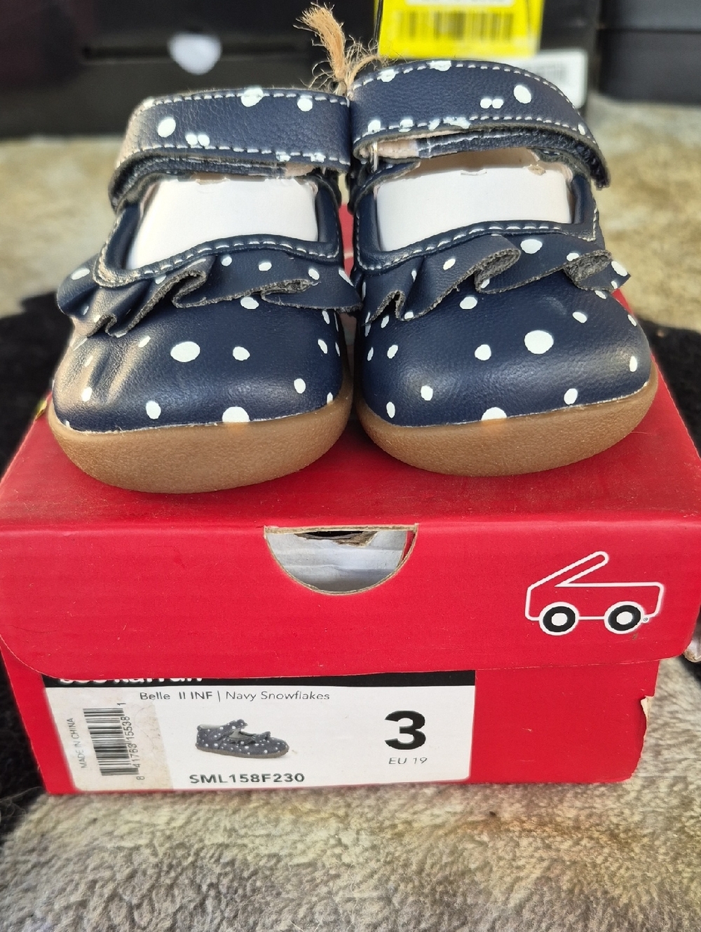 See Kai Run Navy and White Polka Dot Mary Jane Shoes
